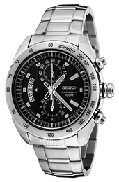 Seiko Chronograph Czarny/Stal Ø44 mm SNN179P
