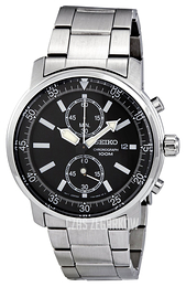 Seiko Chronograph Czarny/Stal Ø41 mm SNN223