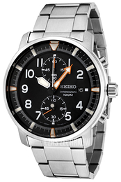 Seiko Chronograph Czarny/Stal Ø42 mm SNN225