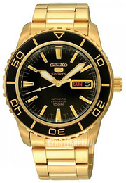 Seiko 5 Czarny/Stal w odcieniu złota Ø45 mm SNZH60K1