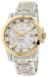 Seiko Premier Biały/Stal w odcieniu złota Ø41 mm SRG010P1
