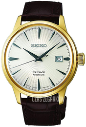 Seiko Presage Srebrny/Skóra Ø40.5 mm SRPB44J1