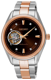 Seiko Dress Brązowy/Stal w kolorze różowego złota Ø36 mm SSA864J1