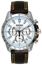 Seiko Chronograph Biały/Skóra Ø43 mm SSB025P2