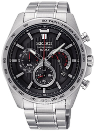 Seiko Chronograph Czarny/Stal Ø44 mm SSB299P1