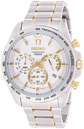 Seiko Biały/Stal w odcieniu złota Ø44 mm SSB309P1