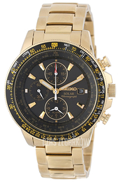 Seiko Chronograph Czarny/Stal w odcieniu złota Ø40 mm SSC008