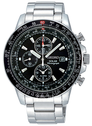 Seiko Chronograph Czarny/Stal Ø43 mm SSC009