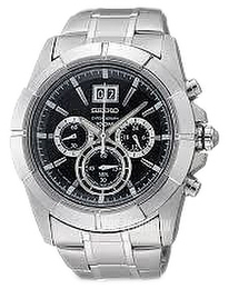 Seiko Chronograph Czarny/Stal Ø44 mm SSC099