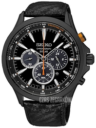 Seiko Chronograph Czarny/Skóra Ø44.7 mm SSC499P1