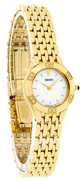 Seiko Dress Ladies Biały/Stal w odcieniu złota Ø21 mm SUJC44