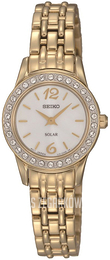 Seiko Solar Biały/Stal w odcieniu złota Ø26 mm SUP128P9