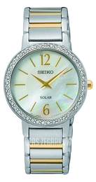 Seiko Solar Biały/Stal w odcieniu złota Ø30 mm SUP469P1
