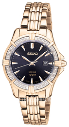 Seiko Dress Ladies Czarny/Stal w odcieniu złota Ø31 mm SUT078