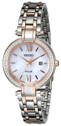 Seiko Dress Ladies Biały/Stal w kolorze różowego złota Ø30 mm SUT184