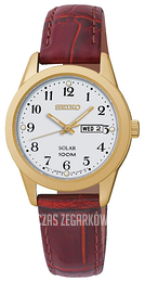 Seiko Solar Biały/Skóra Ø29 mm SUT196P1