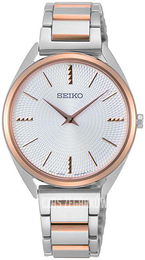 Seiko Biały/Stal w kolorze różowego złota Ø32 mm SWR034P1