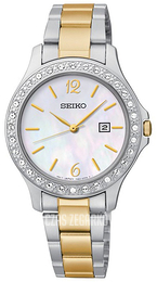 Seiko Dress Ladies Biały/Stal w odcieniu złota Ø30 mm SXDF95