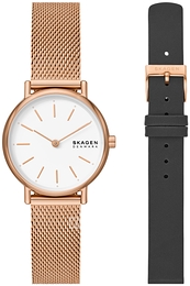Skagen Signatur Lille Biały/Stal w kolorze różowego złota Ø30 mm SKW1153SET