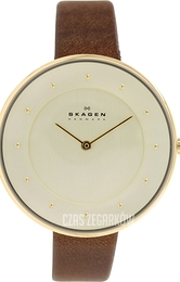 Skagen Gitte Żółte złoto/Skóra Ø38 mm SKW2138