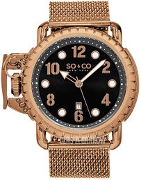 So & Co New York Yacht Timer Czarny/Stal w kolorze różowego złota Ø48 mm 5208.4