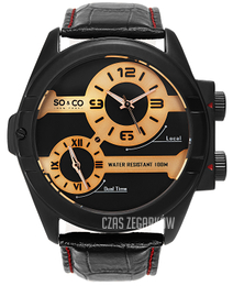 So & Co New York Madison Czarny/Skóra Ø53 mm 5209.2