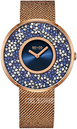 So & Co New York Chelsea Niebieski/Stal w kolorze różowego złota Ø40 mm 5223M.6