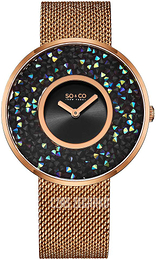 So & Co New York Chelsea Czarny/Stal w kolorze różowego złota Ø40 mm 5223M.7