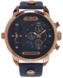 So & Co New York SoHo Niebieski/Stal w kolorze różowego złota Ø52 mm 5230.3