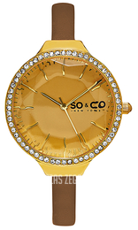 So & Co New York SoHo Żółte złoto/Skóra Ø36 mm 5261.3