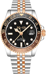 So & Co New York Hudson Czarny/Stal w kolorze różowego złota Ø42 mm 5528.4