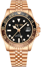 So & Co New York Hudson Czarny/Stal w kolorze różowego złota Ø42 mm 5528.5