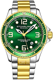 Stührling Original Aquadiver Zielony/Stal w odcieniu złota Ø43 mm 3930.6