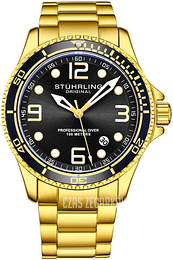 Stührling Original Aquadiver Czarny/Stal w odcieniu złota Ø43 mm 3930.7
