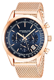 Stührling Original Niebieski/Stal w kolorze różowego złota Ø44 mm 3975.8