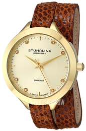 Stührling Original Vogue Żółte złoto/Skóra Ø38 mm 624.03