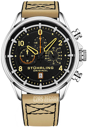 Stührling Original Aviator Czarny/Skóra Ø45 mm 929.01