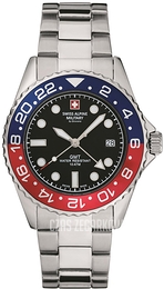 Swiss Alpine Military GMT Czarny/Stal Ø42 mm 7052.1131