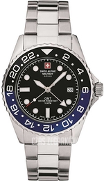 Swiss Alpine Military GMT Czarny/Stal Ø42 mm 7052.1132