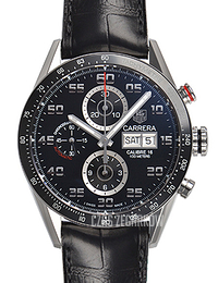 TAG Heuer Carrera Czarny/Skóra Ø43 mm CV2A1R.FC6235