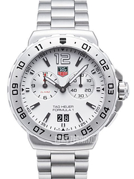 TAG Heuer Formula 1 Grande Date Alarm 42 mm Biały/Stal Ø42 mm WAU111B.BA0858