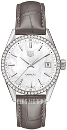 TAG Heuer Carrera Lady Biały/Skóra Ø36 mm WBK1316.FC8258