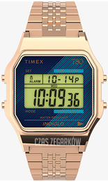 Timex T80 Ekran LCD/Stal w kolorze różowego złota TW2V19600