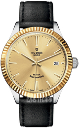 Tudor Style Żółte złoto/Skóra Ø38 mm 12513-0017