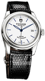 Tudor Glamour Date Biały/Skóra Ø36 mm 55000-WIDBLZSP