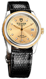 Tudor Glamour Date Szampański/Skóra Ø36 mm 55003-CHDIDBLZS