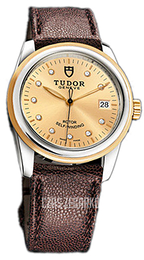 Tudor Glamour Date Szampański/Skóra Ø36 mm 55003-CHDIDBRJLS