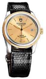 Tudor Glamour Date Szampański/Skóra Ø36 mm 55003-CHIDBLZS