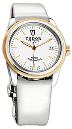Tudor Glamour Date Biały/Skóra Ø36 mm 55003-WIDWPLS