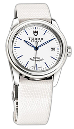 Tudor Glamour Date Biały/Skóra Ø36 mm 55010W-WIDWLZSP